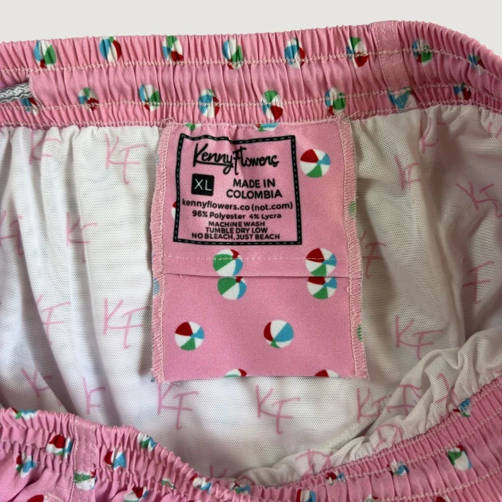 Kenny Flowers Mens Pink Beach Ball Print Swim Trunks XL Quick Dry Board Shorts
